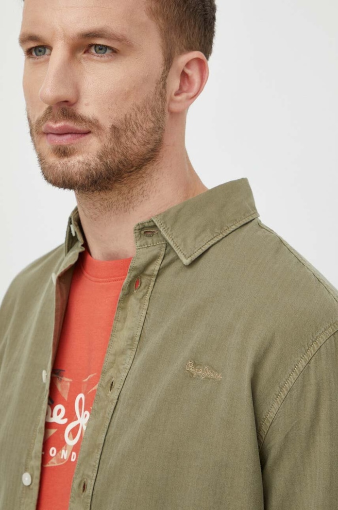 Pepe Jeans camasa din bumbac PM308274 verde