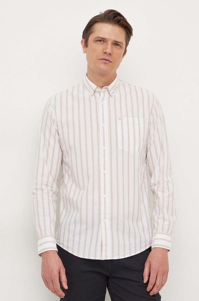 Pepe Jeans Camasa din bumbac alb PM308280