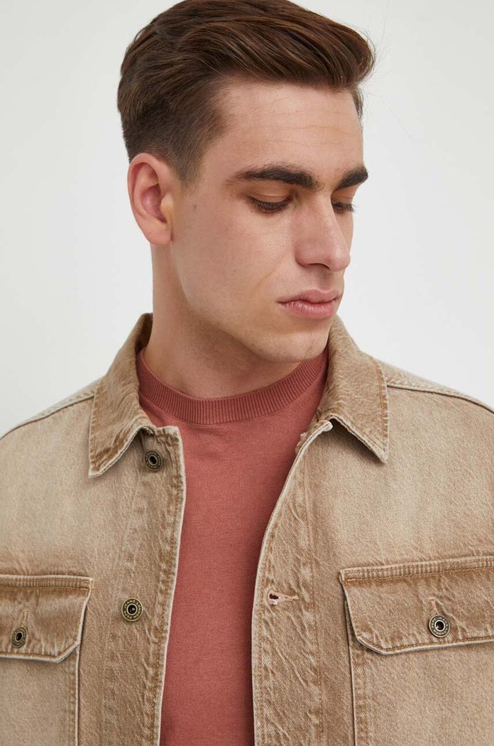 Džínová košile Pepe Jeans ENZO COLOUR béžová PM308285