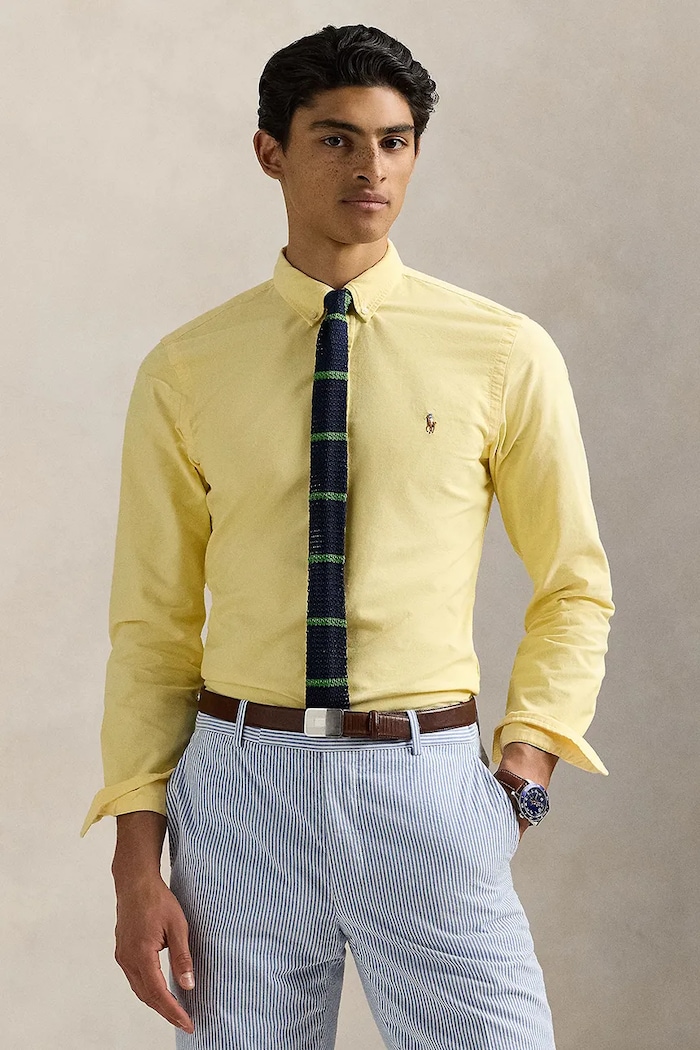Polo Ralph Lauren srajca moška bombažna Brez vzorca rumena 710805562