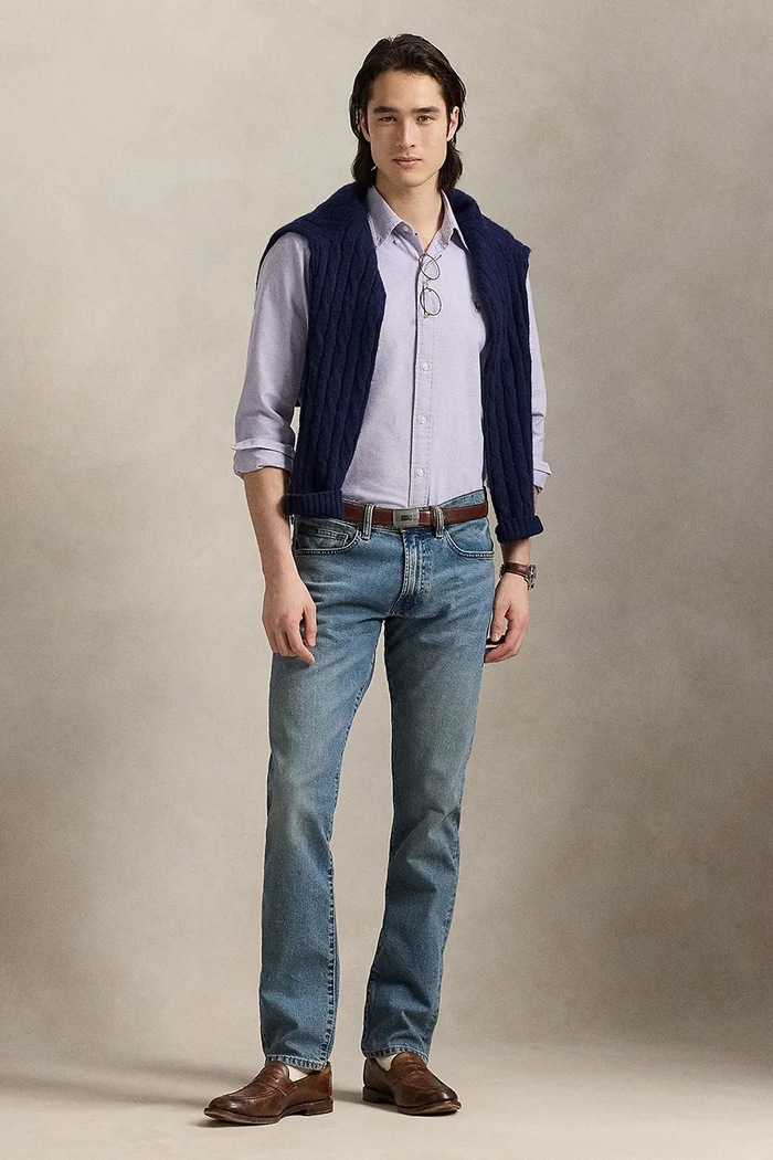 Ρούχα Polo Ralph Lauren πουκάμισο Ανδρικό βαμβακερό 710805562 μωβ
