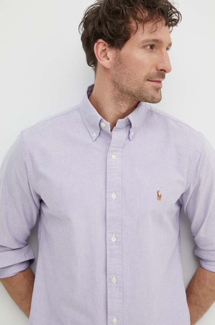 Polo Ralph Lauren cămașă pentru bărbați de bumbac 710805562 violet