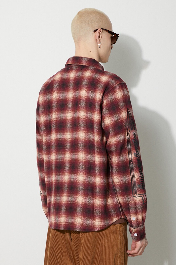 Oblečení Košile s příměsí vlny Billionaire Boys Club Check Longsleeve B23424 červená