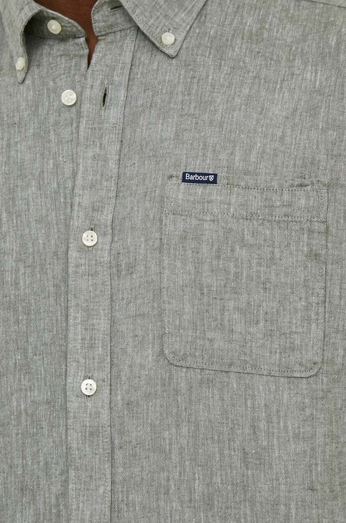 Ľanová košeľa Barbour MSH5090 zelená SS26