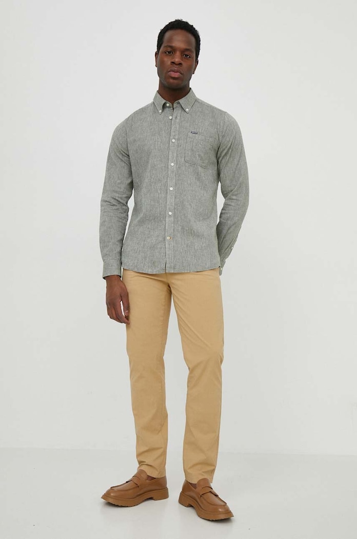 Oblečenie Ľanová košeľa Barbour MSH5090 zelená