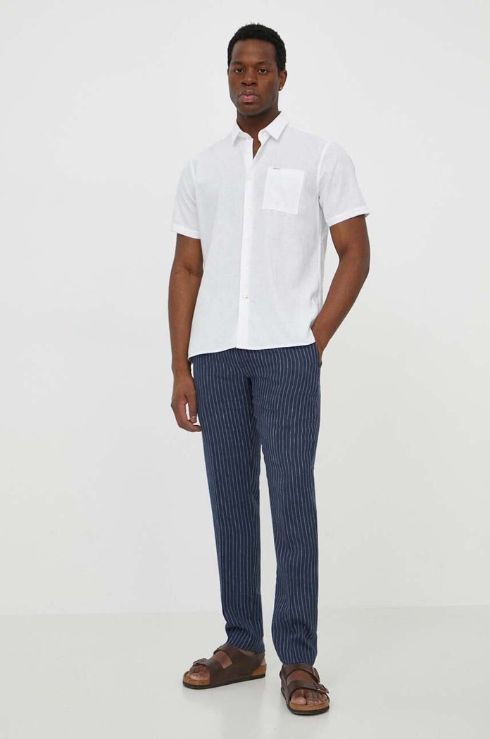 Barbour ing férfi lenvászon Shirt Dept - Summer MSH5093 fehér SS26