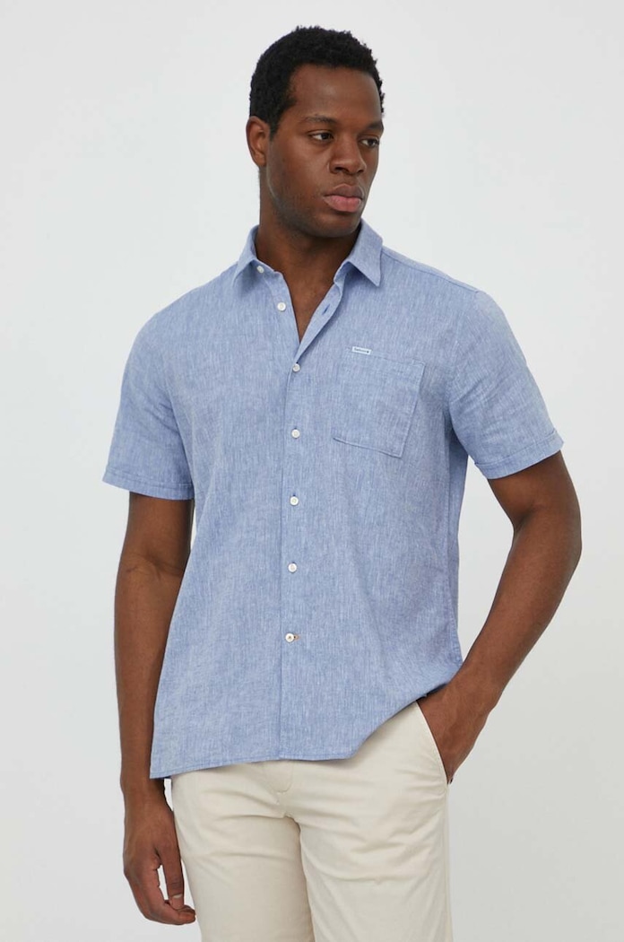 Barbour cămașă pentru bărbați de in Shirt Dept - Summer scurt albastru MSH5093