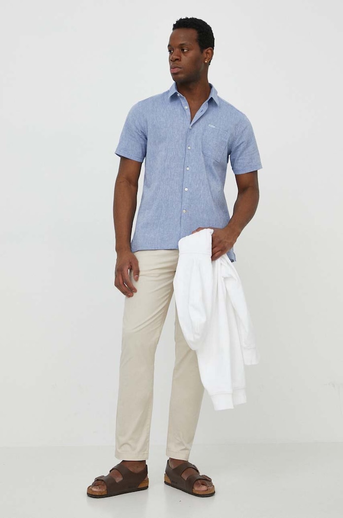 Barbour cămașă pentru bărbați de in Shirt Dept - Summer MSH5093 albastru SS26
