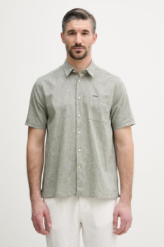 Barbour Shirt Dept - Summer cămașă bărbătească de in verde MSH5093