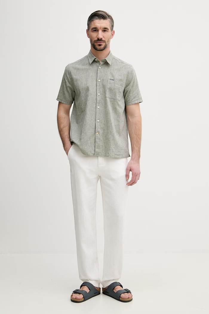 Barbour Shirt Dept - Summer cămașă bărbătească de in MSH5093 verde SS26