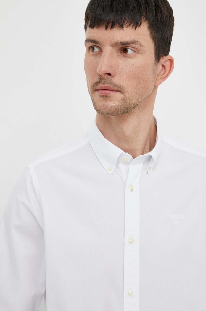 Barbour koszula bawełniana bawełna biały MSH5467