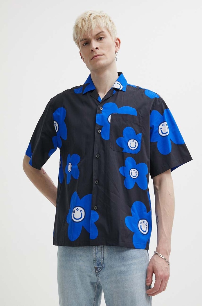 Camasa din bumbac HUGO Blue negru 50513855