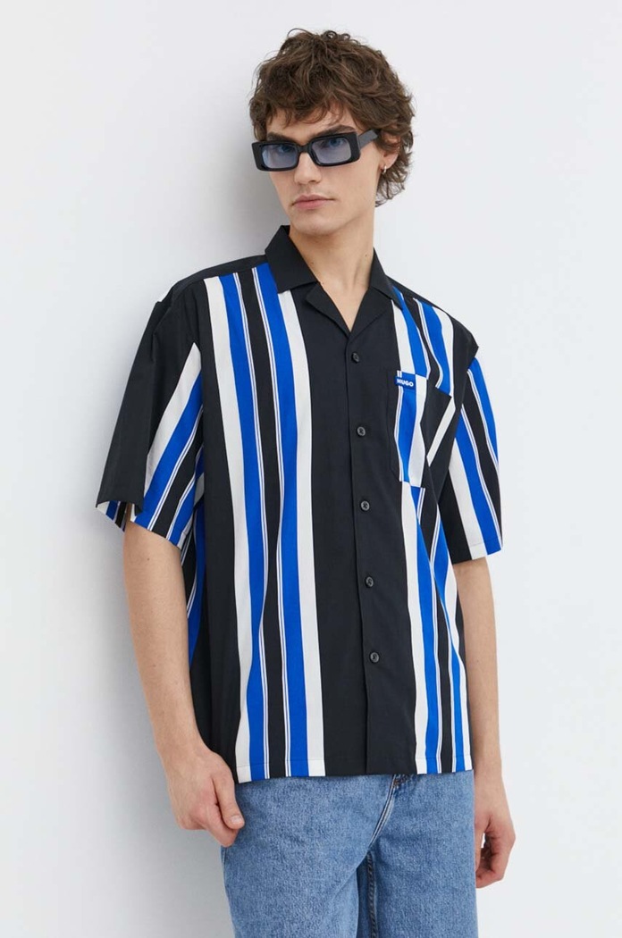 Bavlnená košeľa Hugo Blue relaxed čierna 50513867