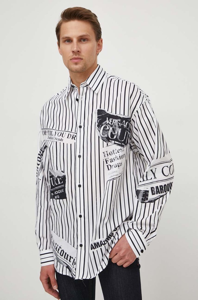 Βαμβακερό πουκάμισο Versace Jeans Couture 76GAL21M.NS427 λευκό