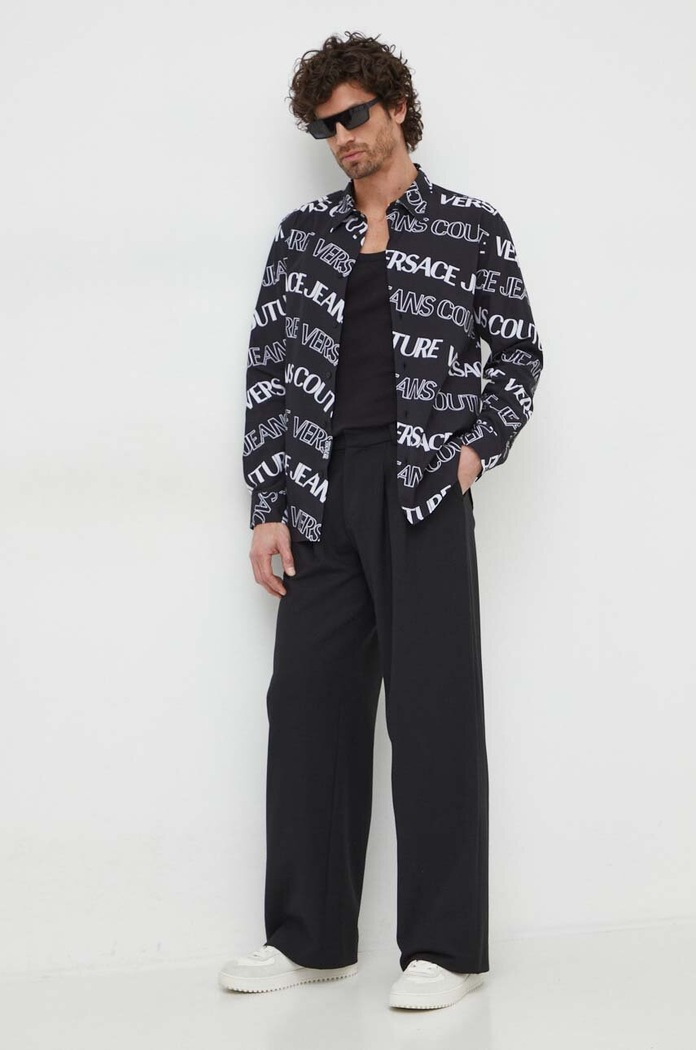Versace Jeans Couture Bavlněná košile Versace Jeans Couture 76GAL2R0.NS405 černá SS24