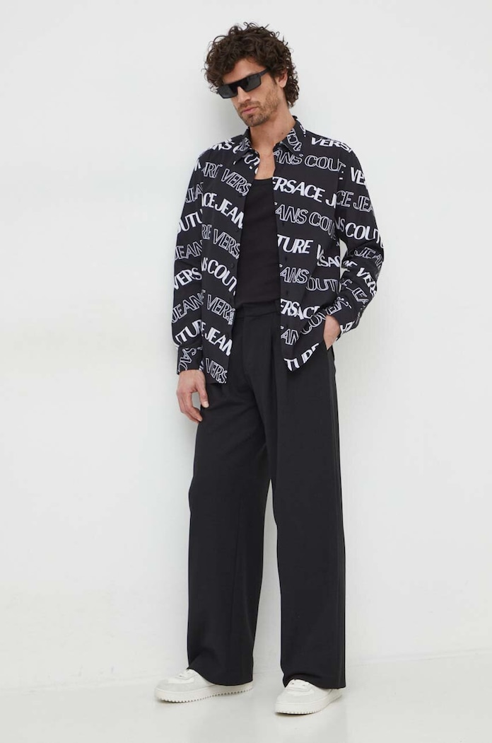 Versace Jeans Couture Bavlněná košile Versace Jeans Couture 76GAL2R0.NS405 černá SS24