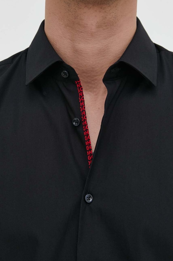 Bavlněná košile HUGO 50513932 černá