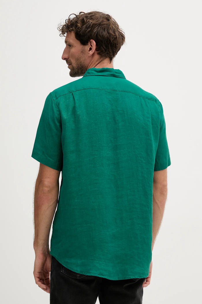 Odzież United Colors of Benetton koszula męska lniana 5BKU5QJH8 turkusowy