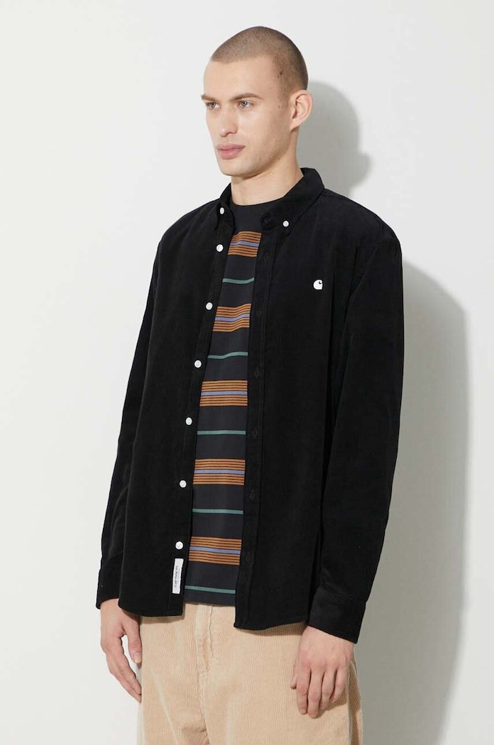 Джинсова риза Carhartt WIP Longsleeve Madison Fine Cord Shirt черен I030580.K02XX