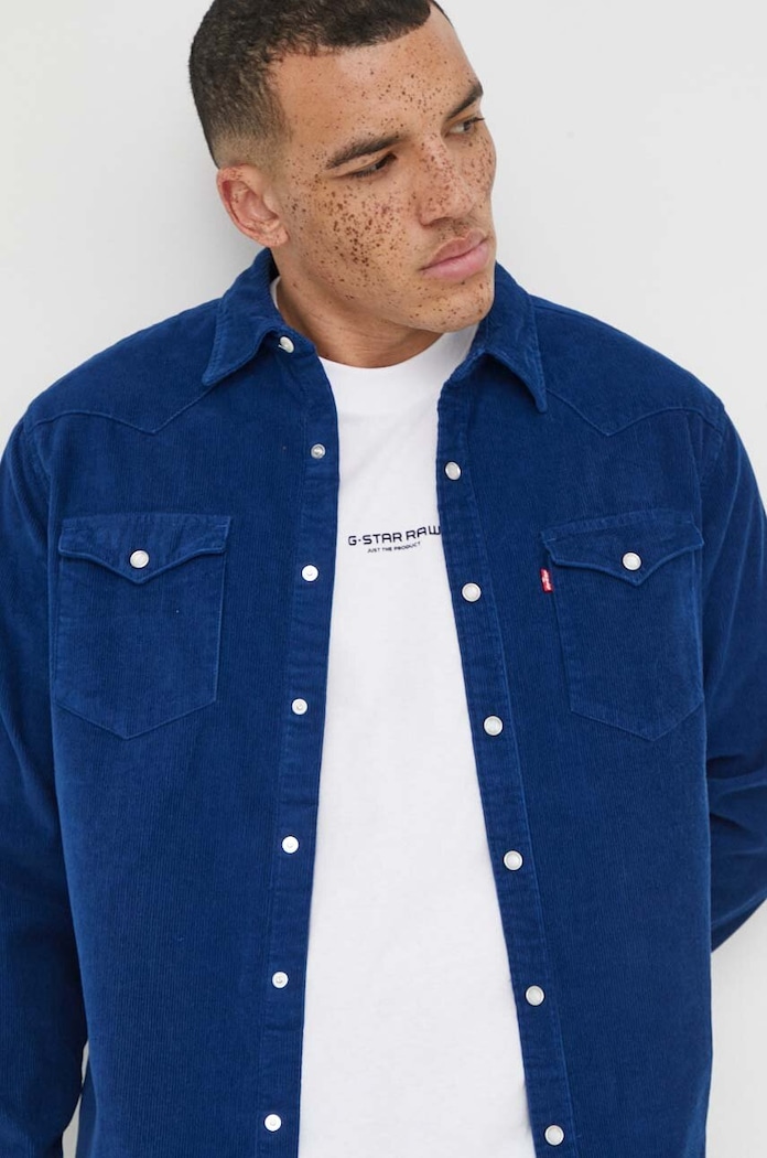 Bavlnená košeľa Levi's 85744 tmavomodrá