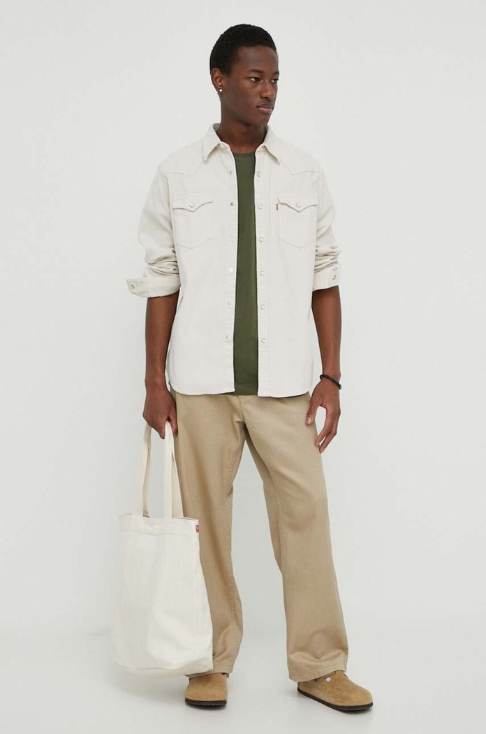Levi's košeľa pánska bavlnená BARSTOW WESTERN STANDARD 85744 béžová AA00