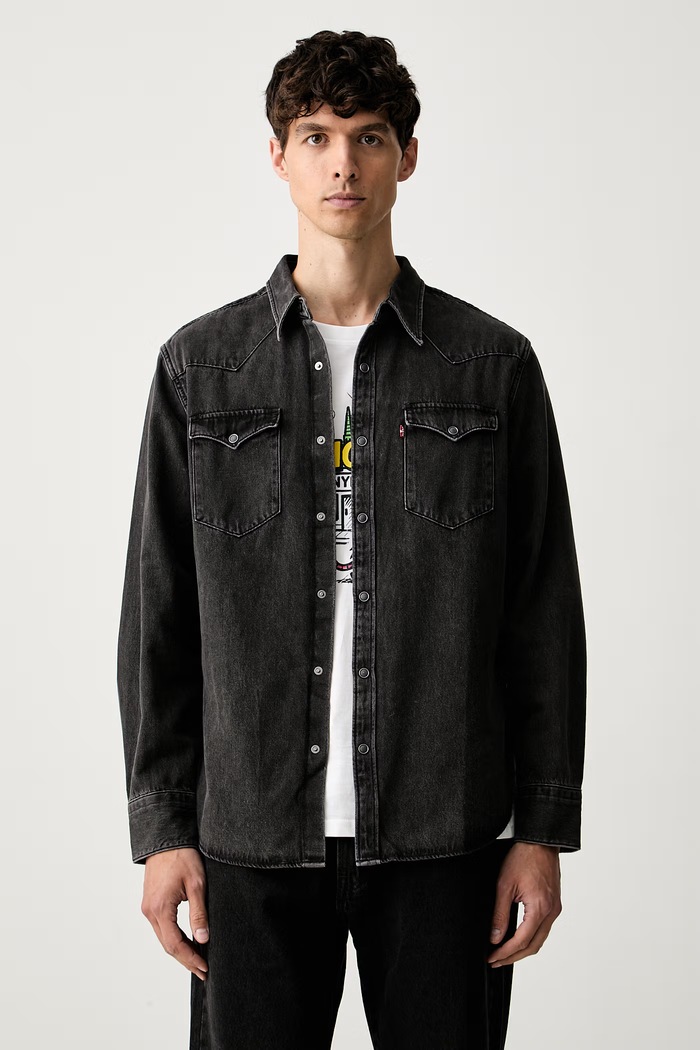 Levi's košeľa pánska bavlnená BARSTOW WESTERN STANDARD čierna 85744