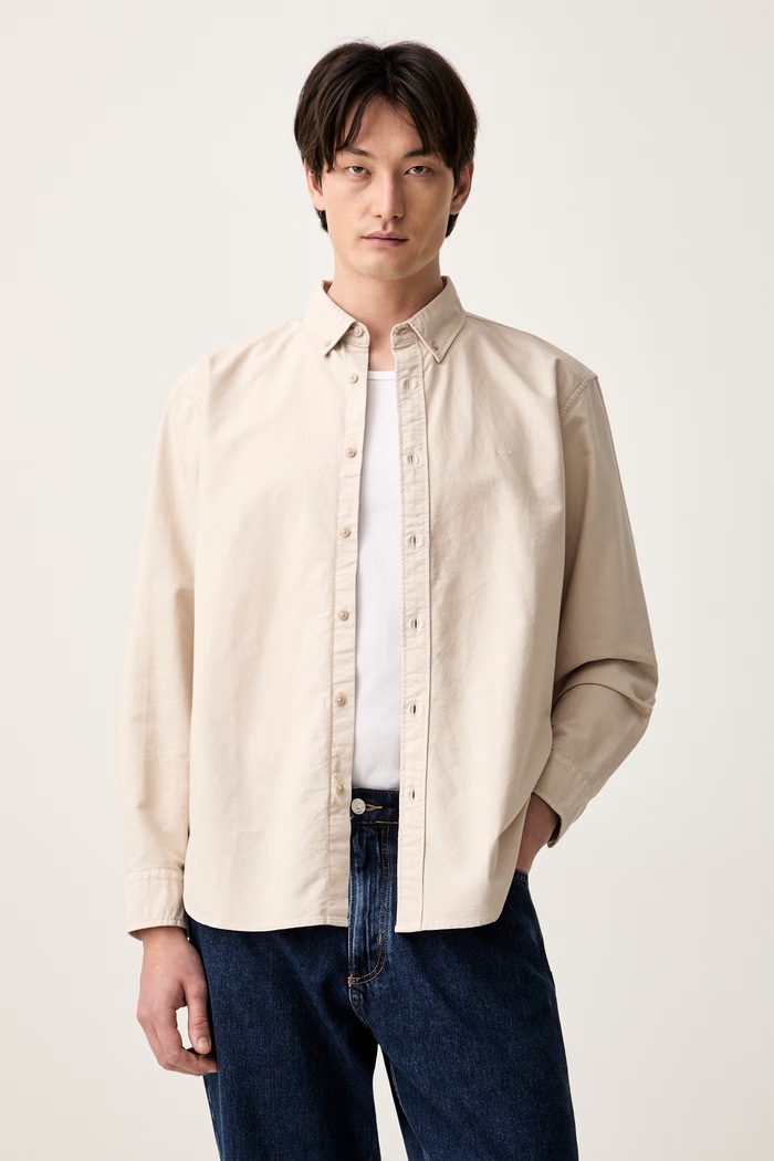 Levi's koszula męska z lnem AUTHENTIC BUTTON DOWN beżowy A7210