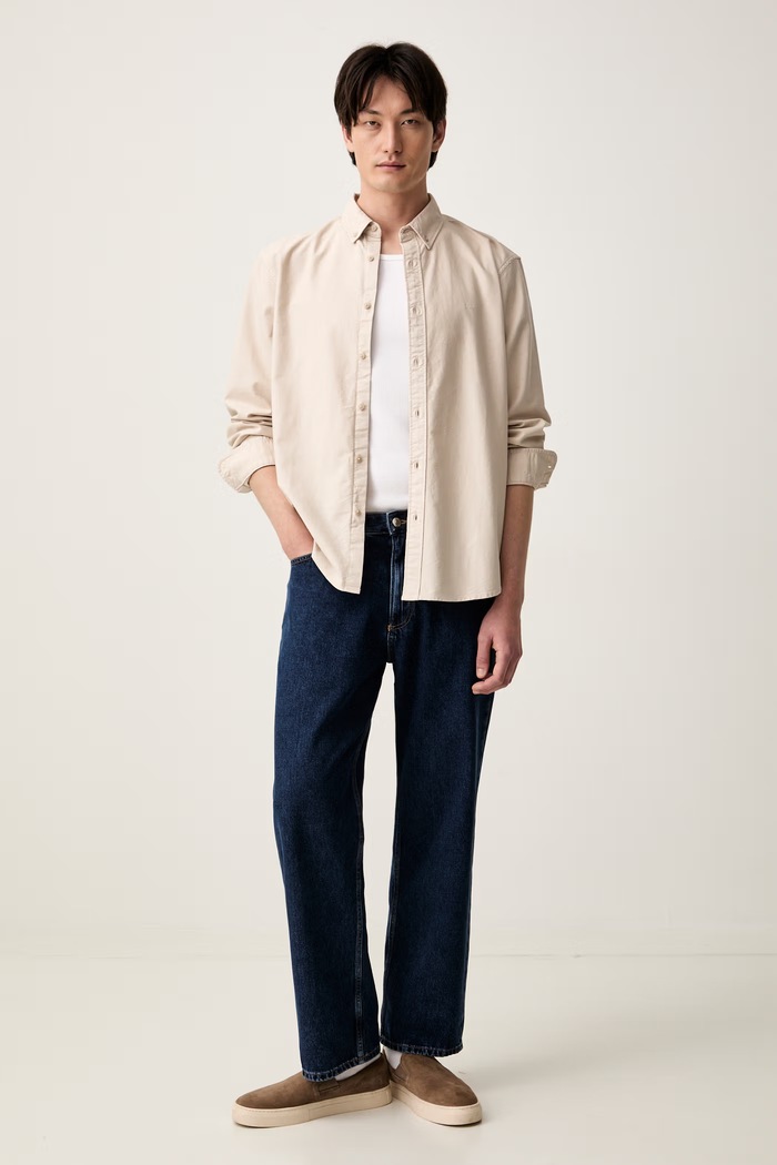 Levi's koszula męska z lnem AUTHENTIC BUTTON DOWN A7210 beżowy AA00