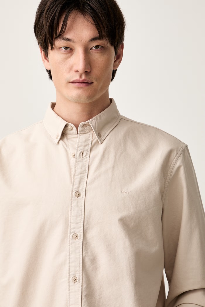 Levi's koszula męska z lnem AUTHENTIC BUTTON DOWN beżowy A7210