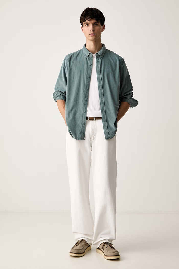 Levi's košile pánská se lnem AUTHENTIC BUTTON DOWN A7210 tyrkysová AA00