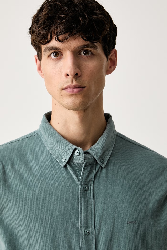 Levi's košile pánská se lnem AUTHENTIC BUTTON DOWN tyrkysová A7210