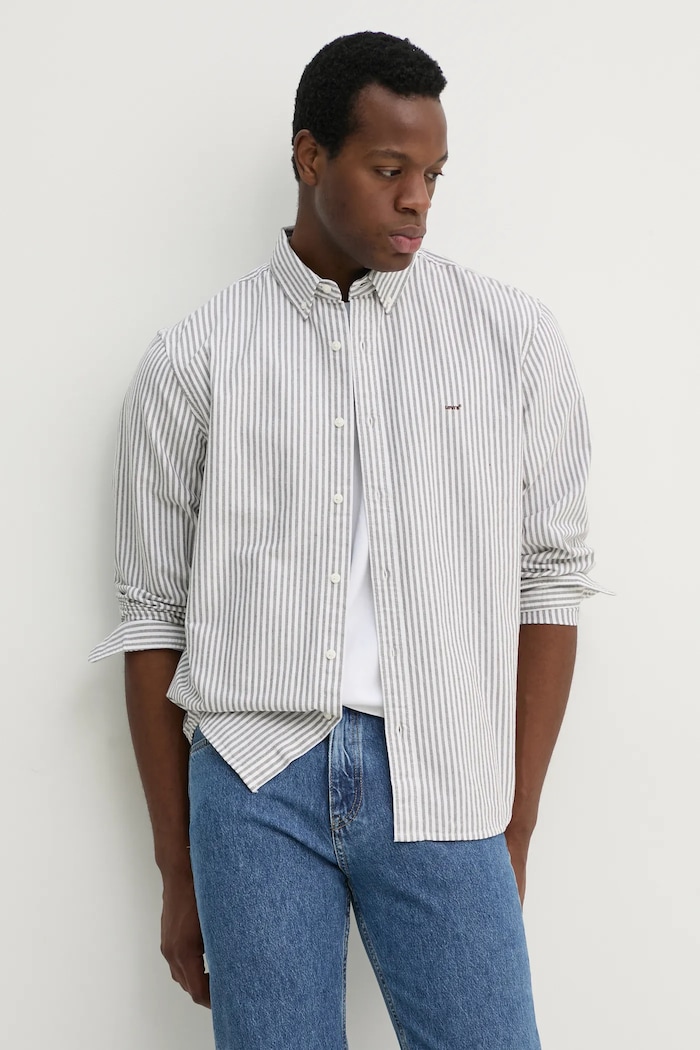 Levi's košile pánská se lnem pruhy šedá A7210