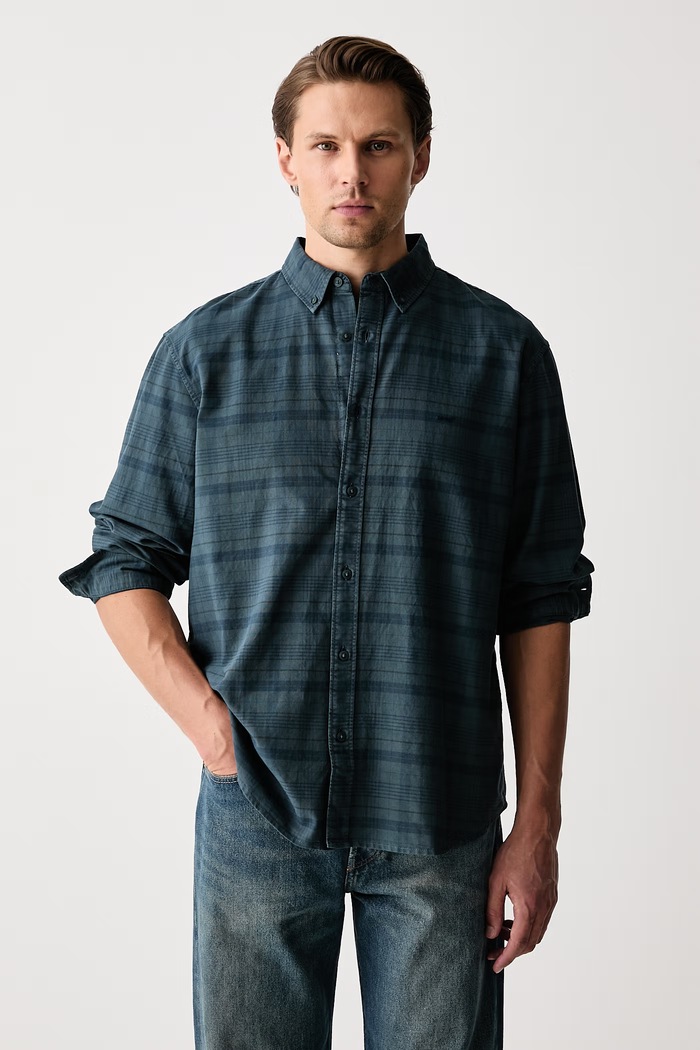 Levi's Koszula męska z lnem AUTHENTIC BUTTON DOWN turkusowy A7210