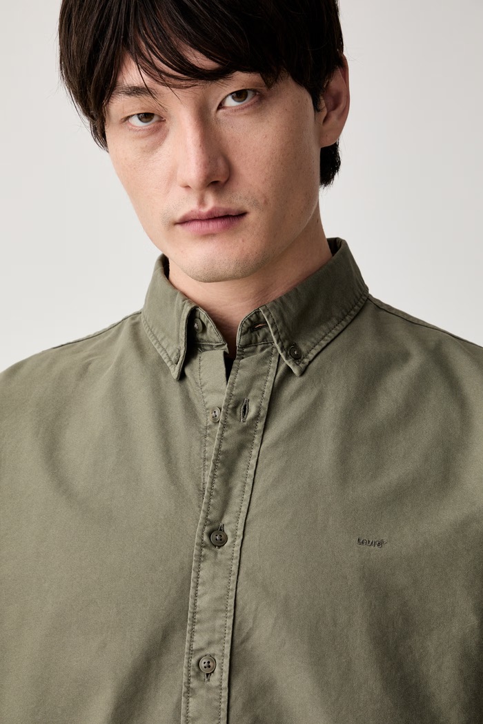 Levi's koszula męska z lnem AUTHENTIC BUTTON DOWN zielony A7210
