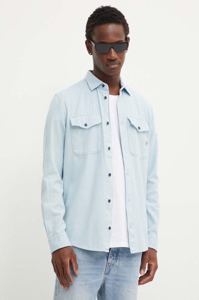 G-Star Raw cămașă din bumbac Marine Slim lung albastru D24963.D454
