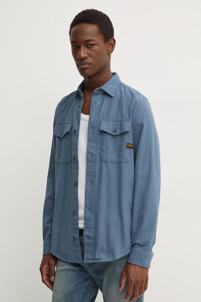 Bavlnená košeľa G-Star Raw Marine Slim jednofarebný modrá D24963.D454