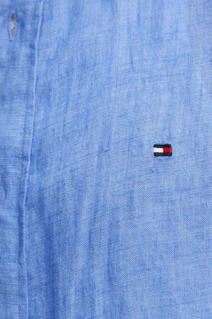 Tommy Hilfiger koszula lniana MW0MW34602 niebieski SS25