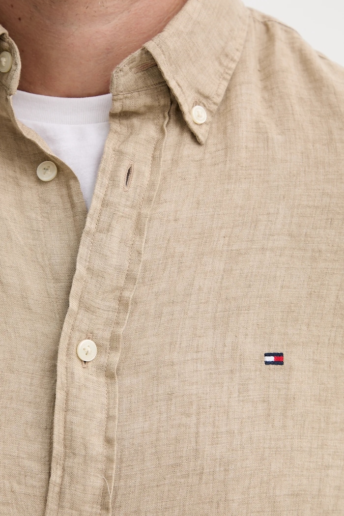 Cămașă de in Tommy Hilfiger verde MW0MW34602