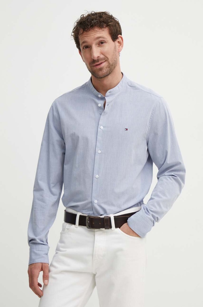 Bavlněná košile Tommy Hilfiger námořnická modř MW0MW34630