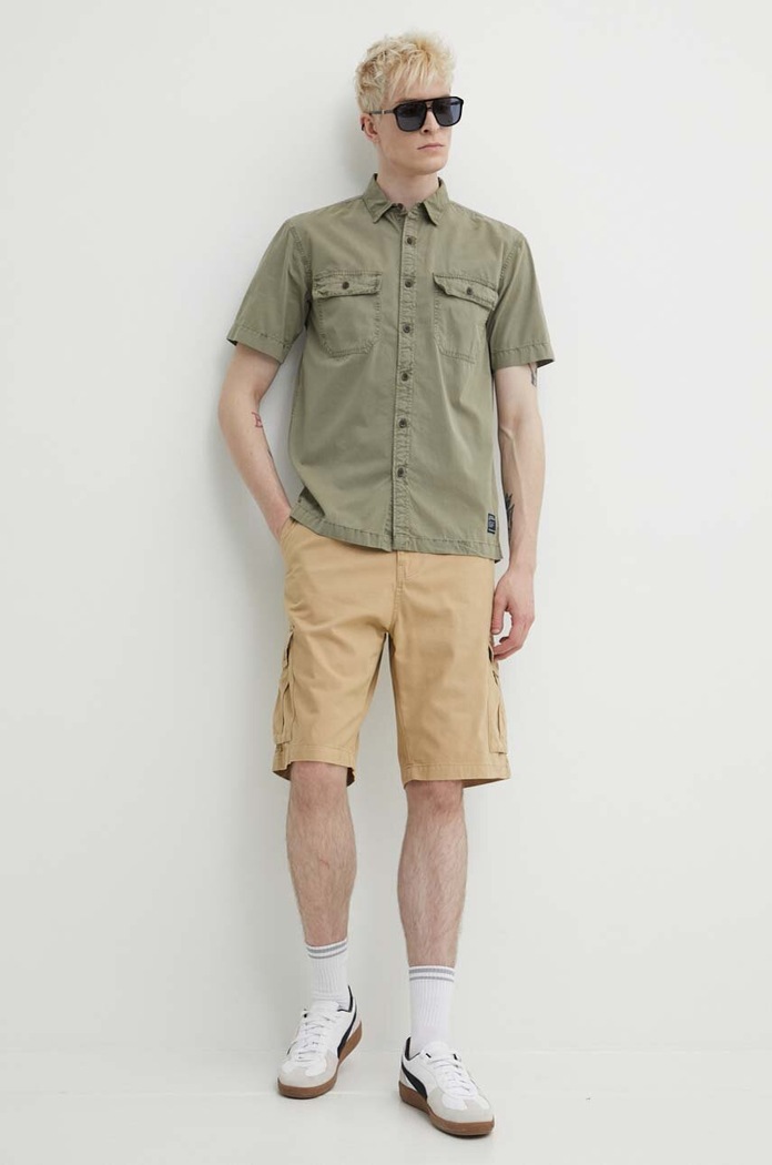 Bavlnená košeľa Superdry M4010791A.1KH zelená SS24