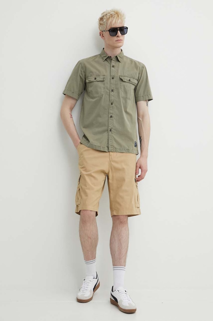 Bavlnená košeľa Superdry M4010791A.1KH zelená SS24