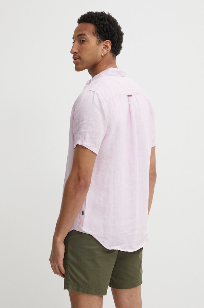 Odzież Superdry koszula lniana M4010608A.M2F różowy