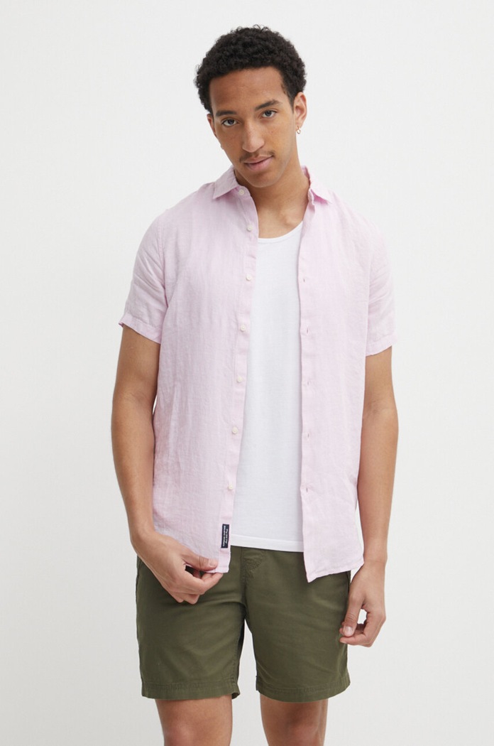 Superdry koszula lniana różowy M4010608A.M2F