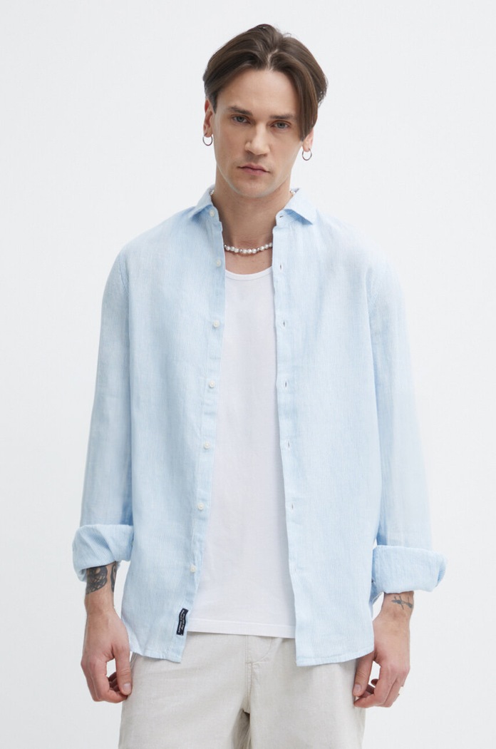 Superdry camasa de in cu modele albastru M4010607A.2EU