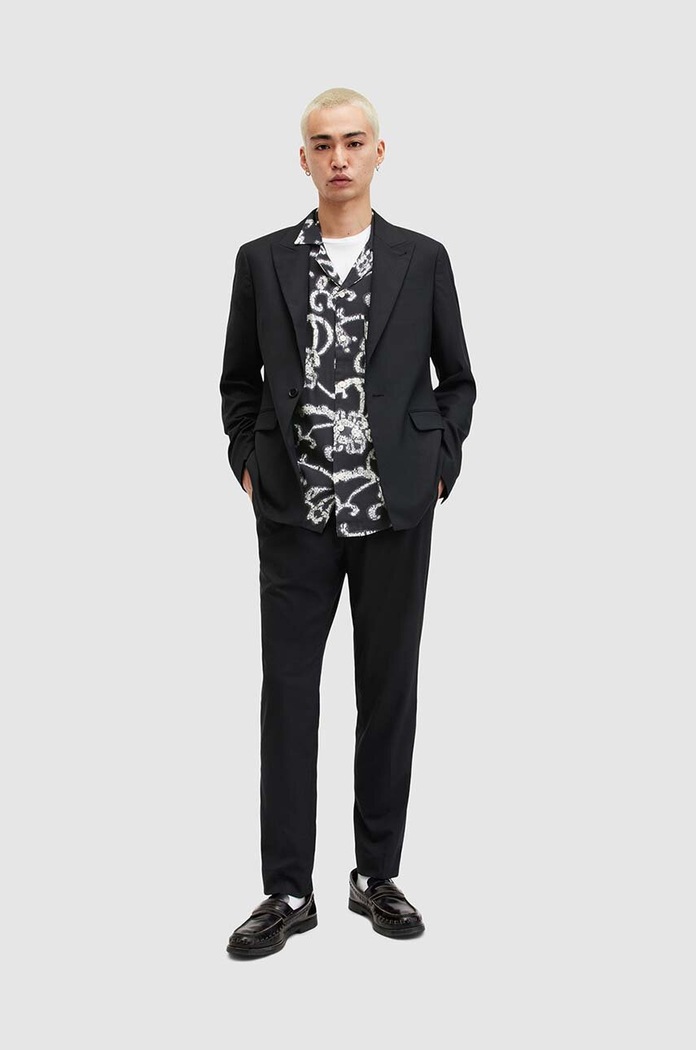 Πουκάμισο AllSaints WEBS MS555Z μαύρο