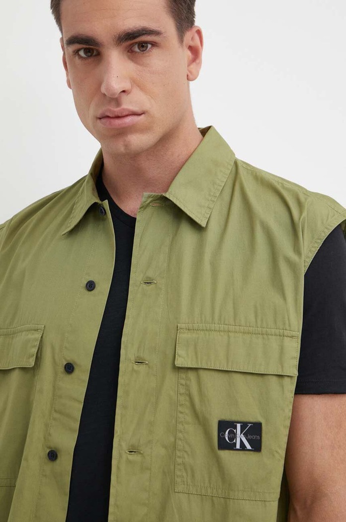Bavlněná košile Calvin Klein Jeans zelená J30J325249