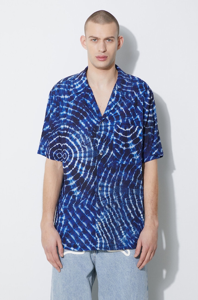 Košulja Marcelo Burlon Aop Soundwaves Hawaii Shirt plava CMGG001S24FAB0014501