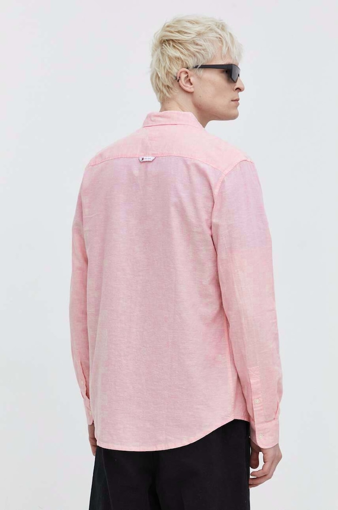 Odzież Tommy Jeans koszula z domieszką lnu DM0DM18962 różowy
