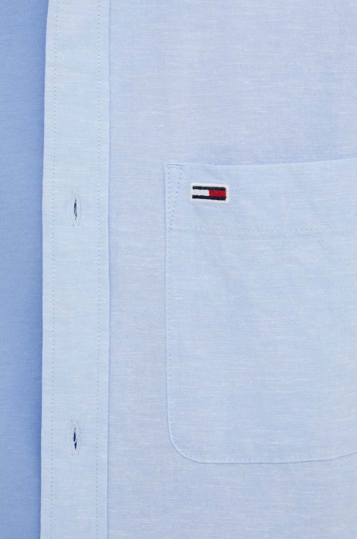 Tommy Jeans koszula z domieszką lnu DM0DM18962 niebieski