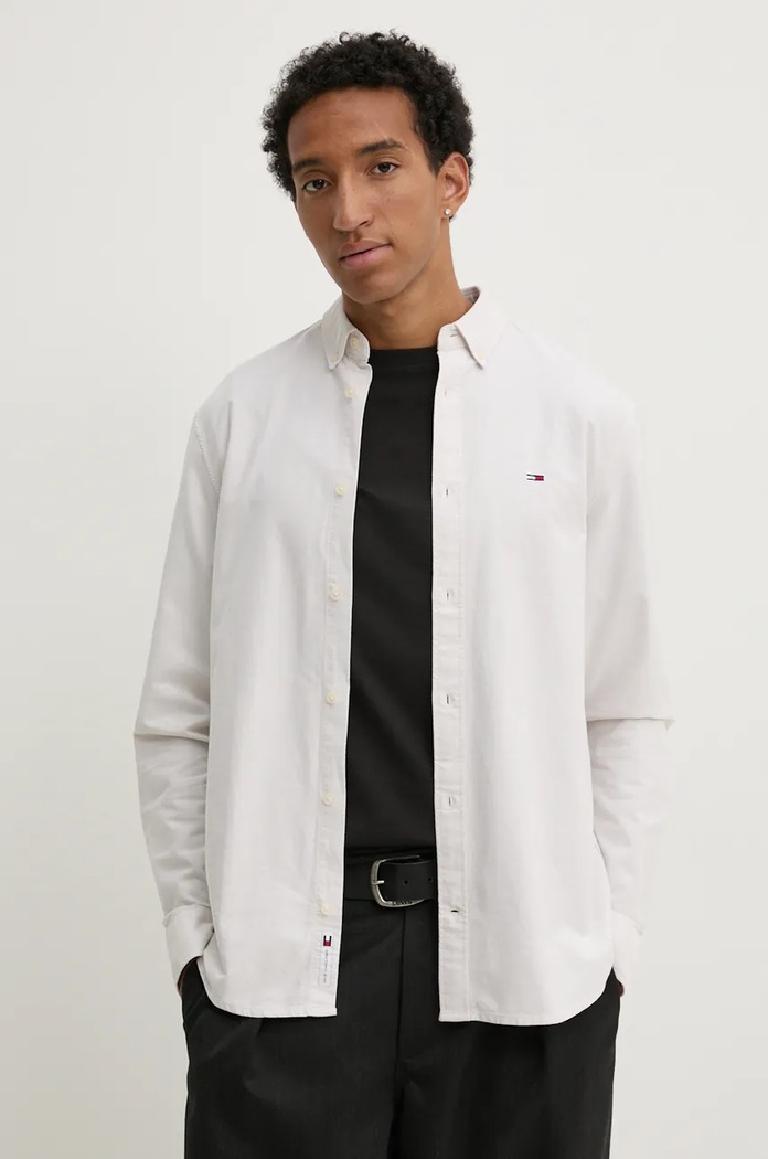 Bavlněná košile Tommy Jeans béžová DM0DM19134